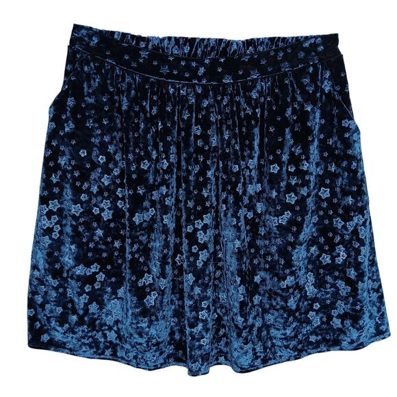 Jessy B Dresses & Skirts - Jessy B Velour Skirt 1X Dark Blue Embossed with Stars All Over Pockets Pullon
